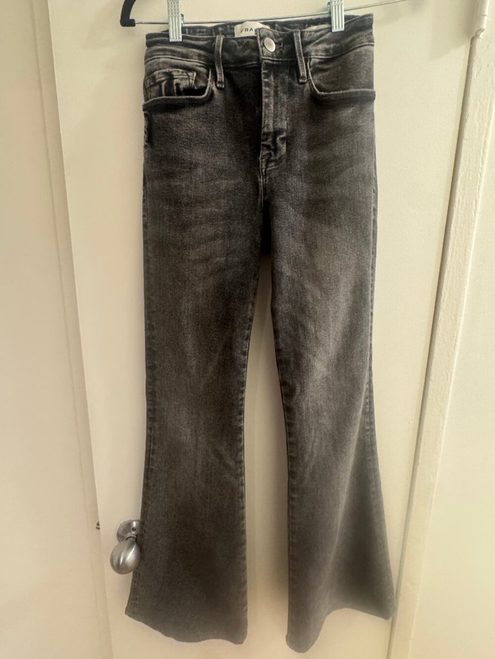 FRAME Le One High Waist Flare Jeans Hughes Grey Size 1